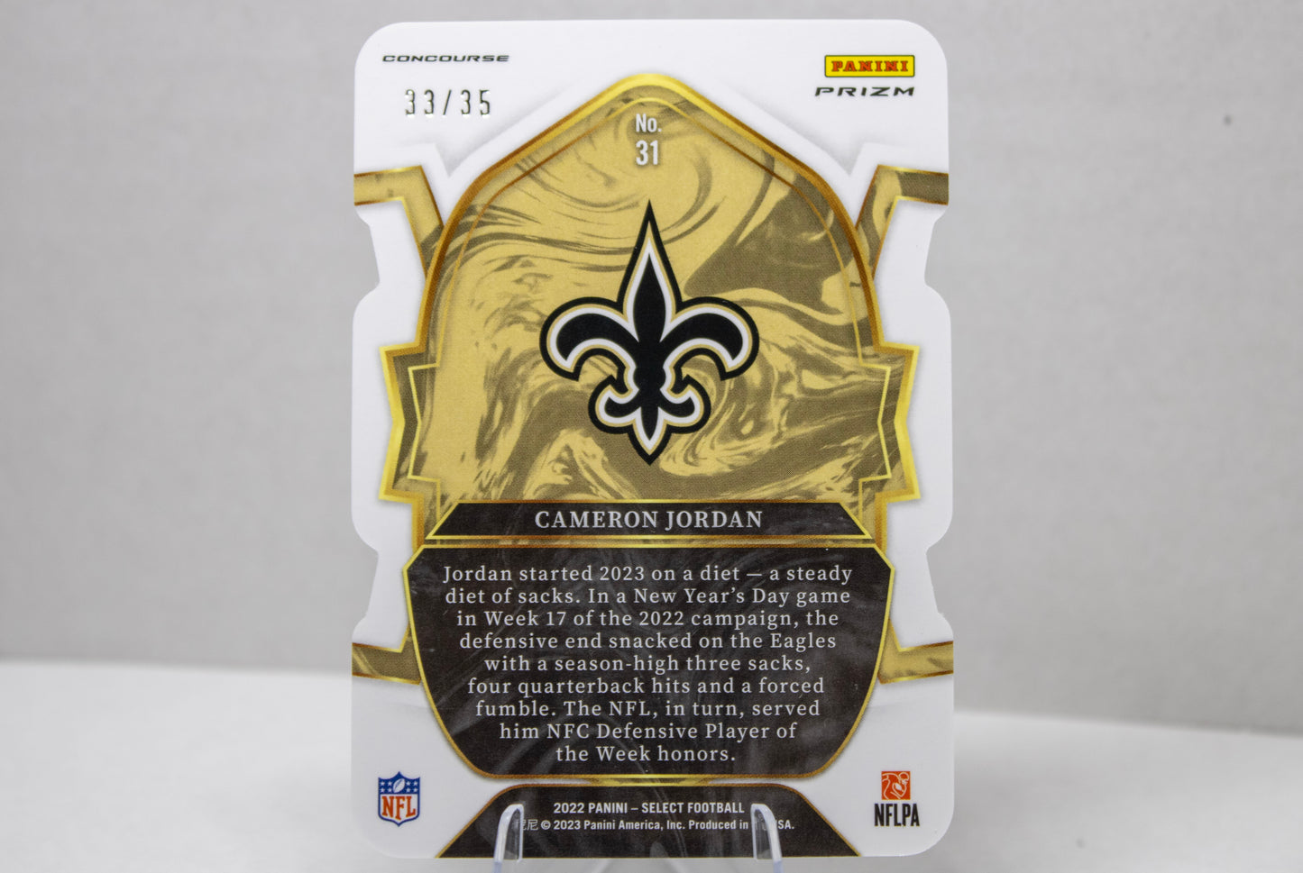 Cameron Jordan – Panini Select White Prizm Concourse /35 Saints No. 31