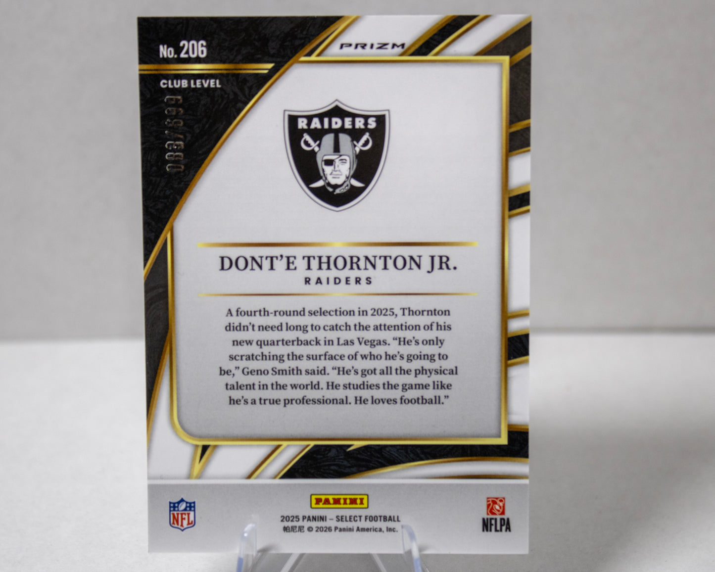 Don’t’e Thornton Jr. – Panini Select Club Level Prizm Rookie /699 (No. 206)