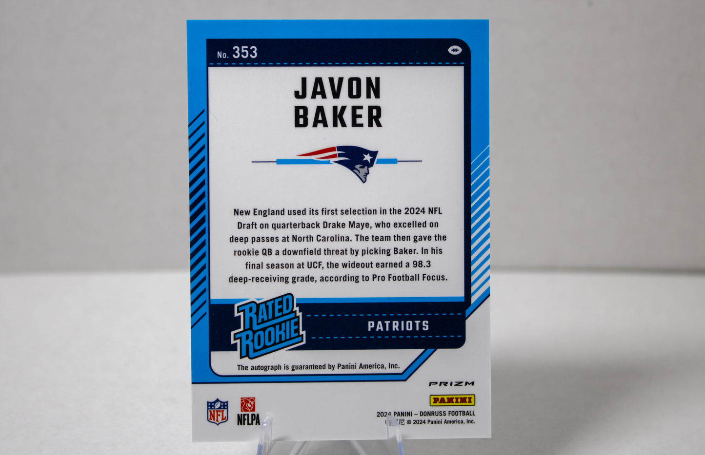 Javon Baker – Donruss Optic Rated Rookie Autograph (No. 353)