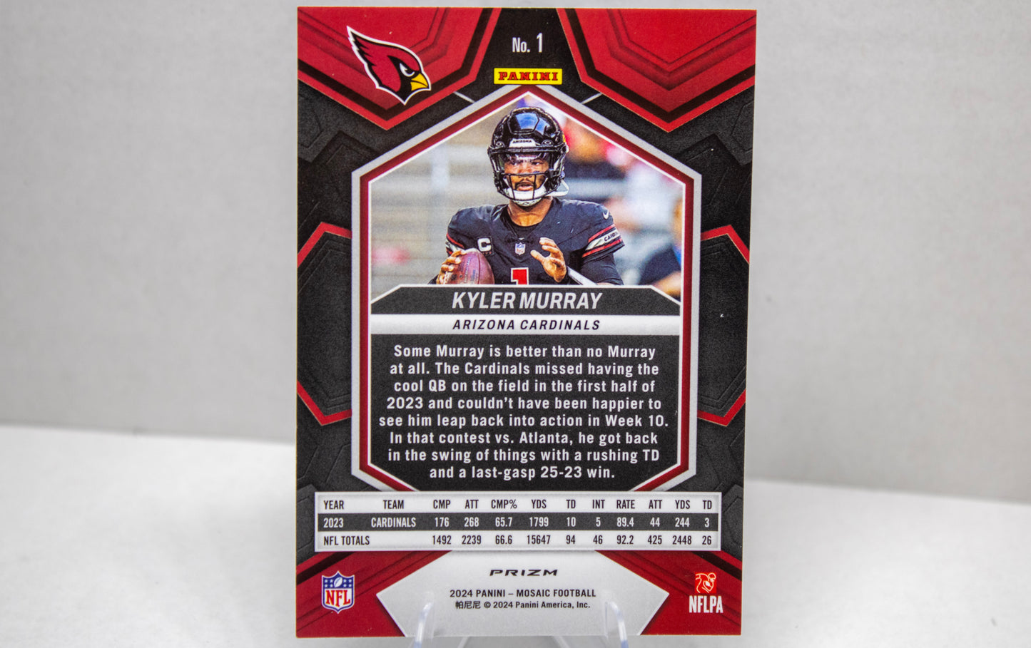 Kyler Murray – Panini Mosaic Blue Parallel No. 1 Arizona Cardinals