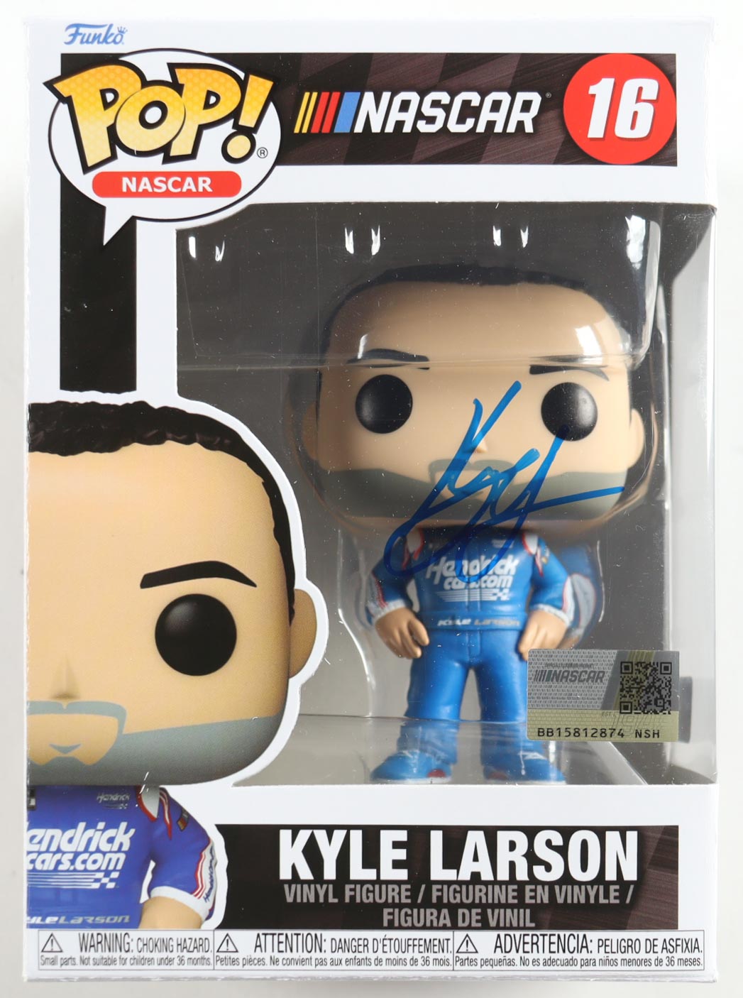 Kyle Larson Signed NASCAR #16 Funko Pop! Vinyl Figure