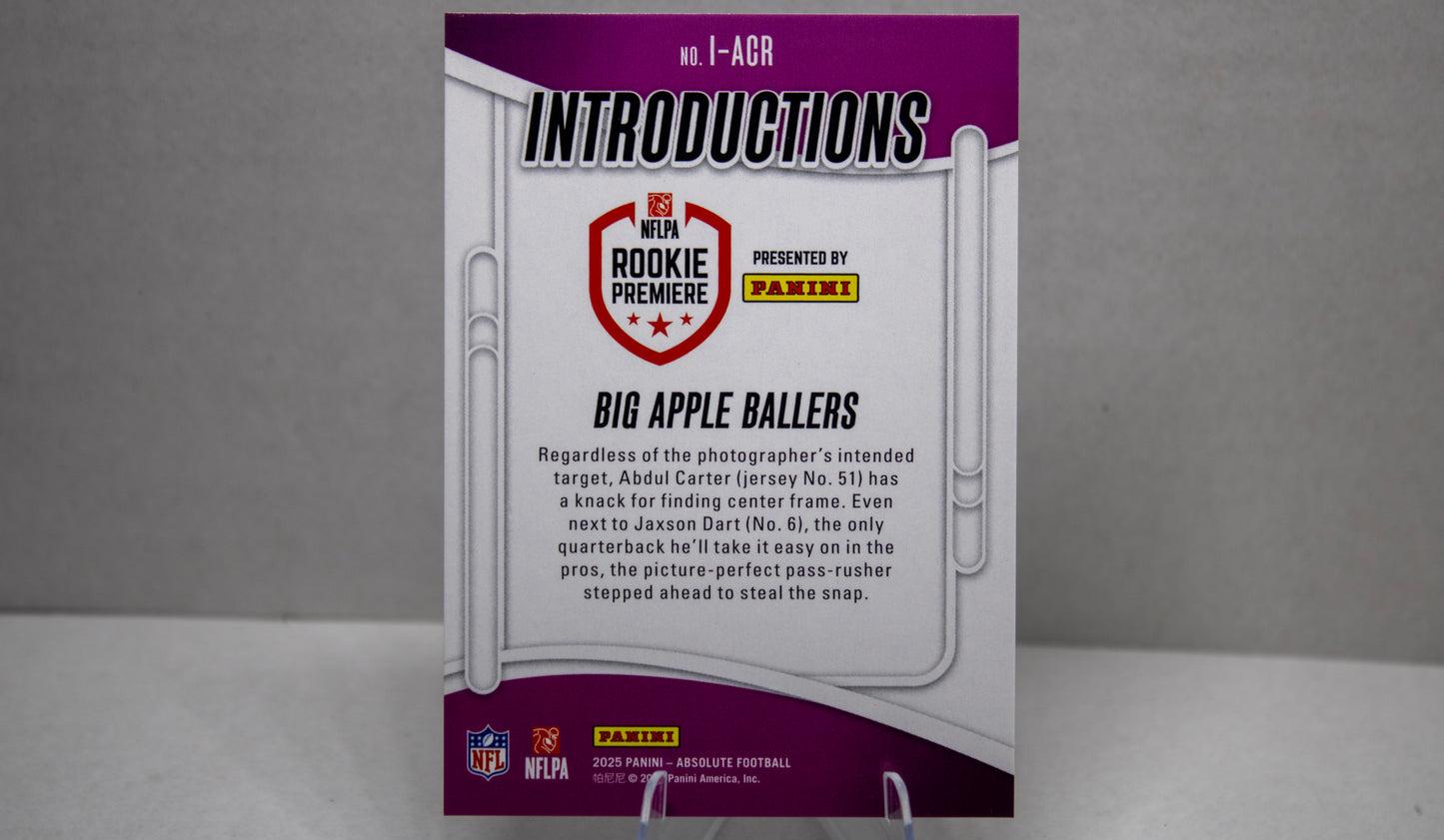 Big Apple Ballers – 2025 Panini Absolute Introductions Rookie Insert No. I-AGR
