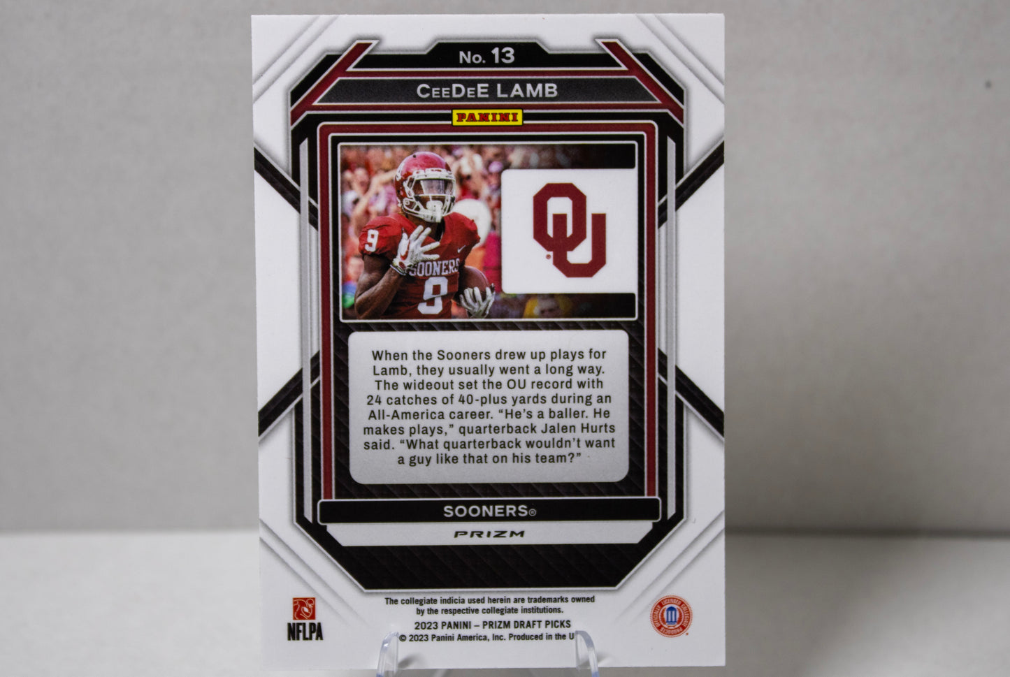 Ceedee Lamb – Panini Prizm Draft Picks Gold Cracked Ice (No. 13)