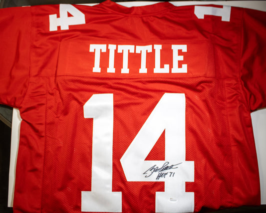 Y.A. Tittle Signed 49NERS Custom Football Jersey #14 – JSA Witnessed (WPP050920)