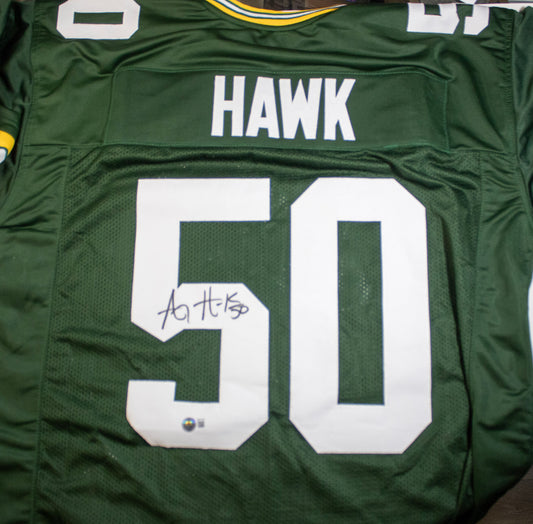 A.J. Hawk Signed PACKERS Custom Football Jersey #50 – Beckett Witnessed (4W514164)