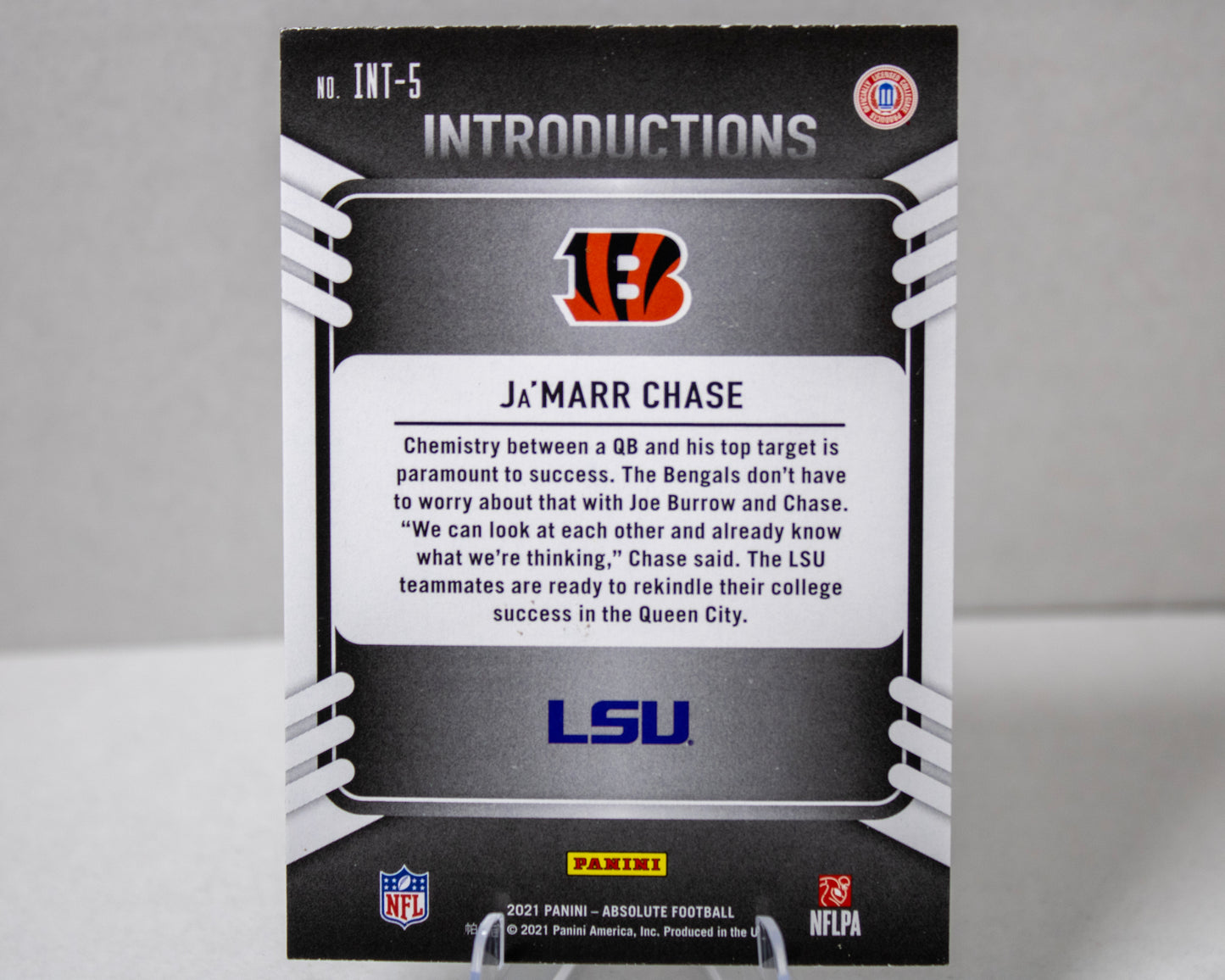 Ja’Marr Chase – Panini Absolute Introductions Rookie Insert (INT‑5)