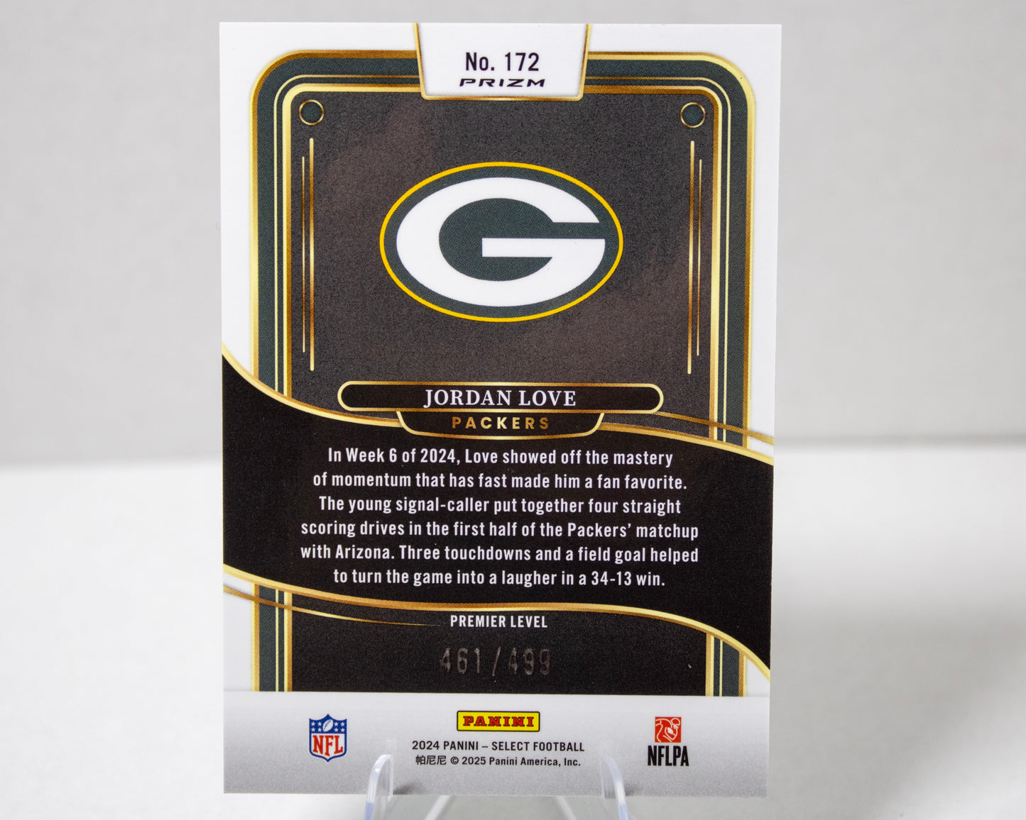 Jordan Love – Panini Select Premier Level Prizm /499 (No. 172)